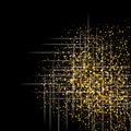 Gold glitter texture on a black background. Holiday modern background. Golden explosion of confetti. Design element Royalty Free Stock Photo