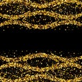 Gold glitter texture on a black background. Holiday modern wavy background. Golden explosion of confetti. Design element Royalty Free Stock Photo