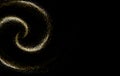 Gold glitter texture on a black background. Round Spiral galaxy of golden star dust Royalty Free Stock Photo