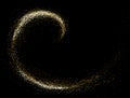 Gold glitter texture on a black background. Round Spiral galaxy of golden star dust Royalty Free Stock Photo