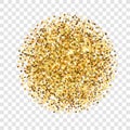 Gold glitter texture. Golden sparcle on transparent background. Amber particles. Luxory backdrop. Royalty Free Stock Photo