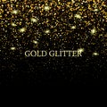 Gold Glitter Texture Isolated On Black. Celebratory Background. Golden Explosion Of Confetti. Design Element. Vector Royalty Free Stock Photo