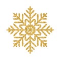 Gold glitter texture snowflake isolated on white background Royalty Free Stock Photo