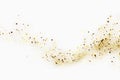 Gold glitter texture on a white background. Abstract golden colored particles, flow of wavy shiny confetti. Festive Royalty Free Stock Photo