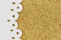 Gold glitter textured with side border paper closeup background Royalty Free Stock Photo