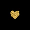 Gold glitter vector heart. Golden sparcle St. Valentines day card. Luxouy design element. Amber particles on black Royalty Free Stock Photo