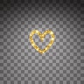 Gold glitter vector heart. Golden sparcle St. Valentines day card. Luxouy design element. Amber particles on transparent Royalty Free Stock Photo