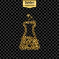 Gold glitter vector icon beaker Royalty Free Stock Photo