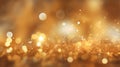 Gold glitter vintage lights background. Elegant abstract background with bokeh defocused lights. Generative AI Royalty Free Stock Photo