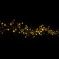 Gold glittering bokeh stars dust tail Royalty Free Stock Photo