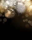 Gold Glittering Fireworks Display Background Royalty Free Stock Photo