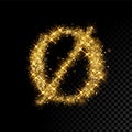 Gold glittering letter O minuscule on black background Royalty Free Stock Photo