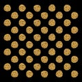 Gold glittering polka dot seamless pattern on black background. Royalty Free Stock Photo