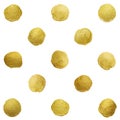 Gold glittering polka dot stains pattern Royalty Free Stock Photo