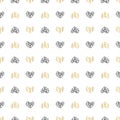 Gold glittering seamless pattern of hearts on white background Royalty Free Stock Photo