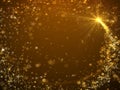 Gold glittering snowflakes and bokeh Christmas background