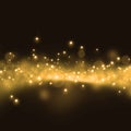 Gold glittering stars dust trail background