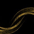 Gold glittering stars dust trail sparkling particles on black background. Space comet tail. Vector illustration eps10 Royalty Free Stock Photo