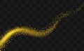 Gold glittering trail sparkling stardust abstract particles on b Royalty Free Stock Photo