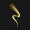 Gold glittering trail sparkling stardust abstract particles on b