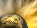 Gold Globe Close-up, Europe Royalty Free Stock Photo