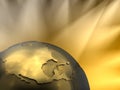 Gold Globe Close-up, North America Royalty Free Stock Photo