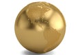 Gold globe isolated on white background 3D illustration. Royalty Free Stock Photo