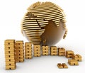 Gold globe with many bullions Royalty Free Stock Photo