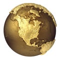 Gold Globe North America Royalty Free Stock Photo