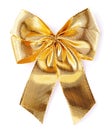 Gold glossy bow isolated on white