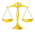 Gold glossy scales, scales of justice. Royalty Free Stock Photo