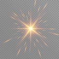 Gold glow particles bokeh. Glitter effect. Burst with sparkles.Golden Sparkling Glitters and Stars. Vector Festive Royalty Free Stock Photo