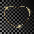 Gold glowing heart shape frame Royalty Free Stock Photo