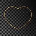 Gold glowing heart shape frame Royalty Free Stock Photo