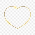 Gold glowing heart shape frame Royalty Free Stock Photo