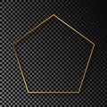 Gold glowing pentagon shape frame