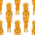 Gold goddess Sekhmet Egypt vector seamless pattern