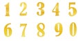 Gold gold set of numbers isolated over white background. Digital