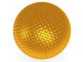 Gold golf ball isolated on white. 3d render. Royalty Free Stock Photo