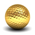 Gold golf ball over white background with reflection Royalty Free Stock Photo