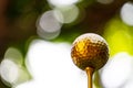 Golden golf ball is the world`s biggest sport Royalty Free Stock Photo