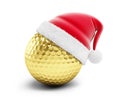 Gold golf ball santa hat Royalty Free Stock Photo