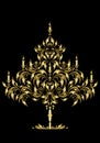 Gold Gothic Christmas tree on a dark background.Ca