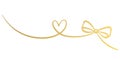 Gold gradient bow heart loop, vector line art modern banner design, linear illustration Royalty Free Stock Photo