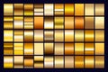 Gold gradient color set, gold metallic gradient color vector, gradient color pallet Royalty Free Stock Photo