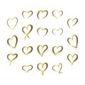 Gold gradient foil hearts set, Valentine day love golden design Royalty Free Stock Photo