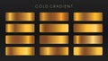 Gold gradients vector set. Dark Golden foil texture template. Copper gradient backgrounds EPS10 Royalty Free Stock Photo