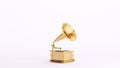 Gold Gramophone Record Player Turntable Vintage Music Golden Luxury Art Decorative Wealth Elite White Background