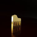 Gold Grand piano icon isolated on brown background. Musical instrument. Minimalism concept. 3d illustration 3D render