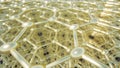 Gold Graphene Cell structure Science background Connection concept 3d